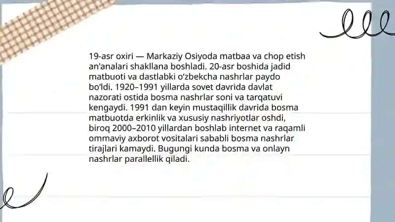 Oʻzbekistonda ommaviy axborot vositalarining rivojlanishi 4
