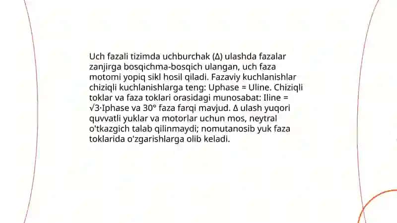 Uch fazali sistemani yulduzch va uchburchak ulash usullari 4