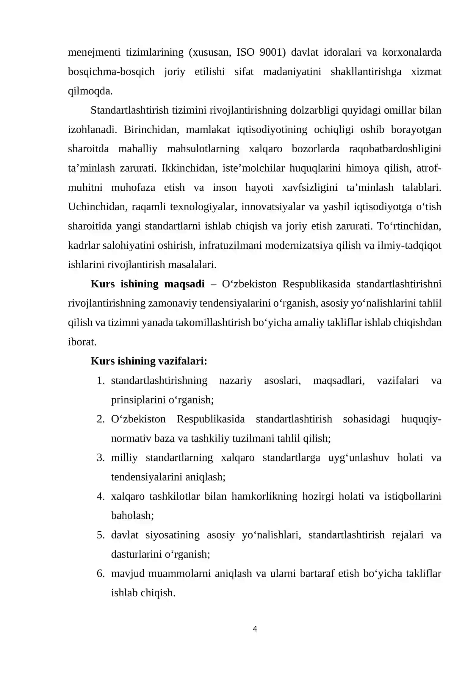 O'zbekiston Respublikasida standartlashtirishni rivojlantirishning tendensiyalari va asosiy yo'nalishlari 4