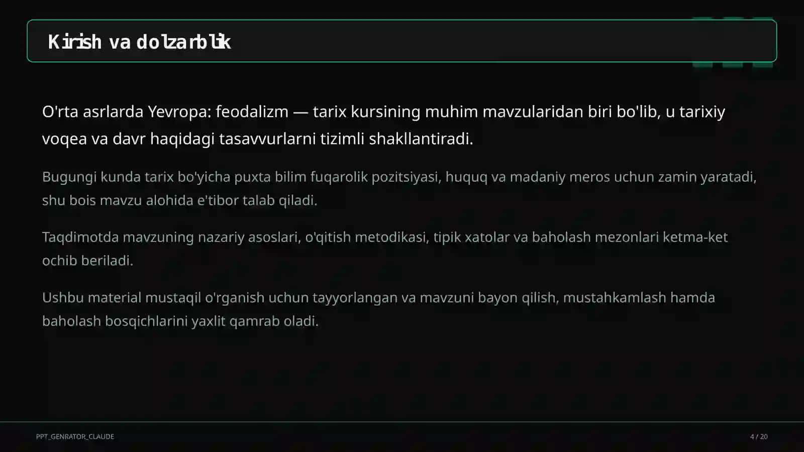 O'rta asrlarda Yevropa: feodalizm (7-sinf) 4