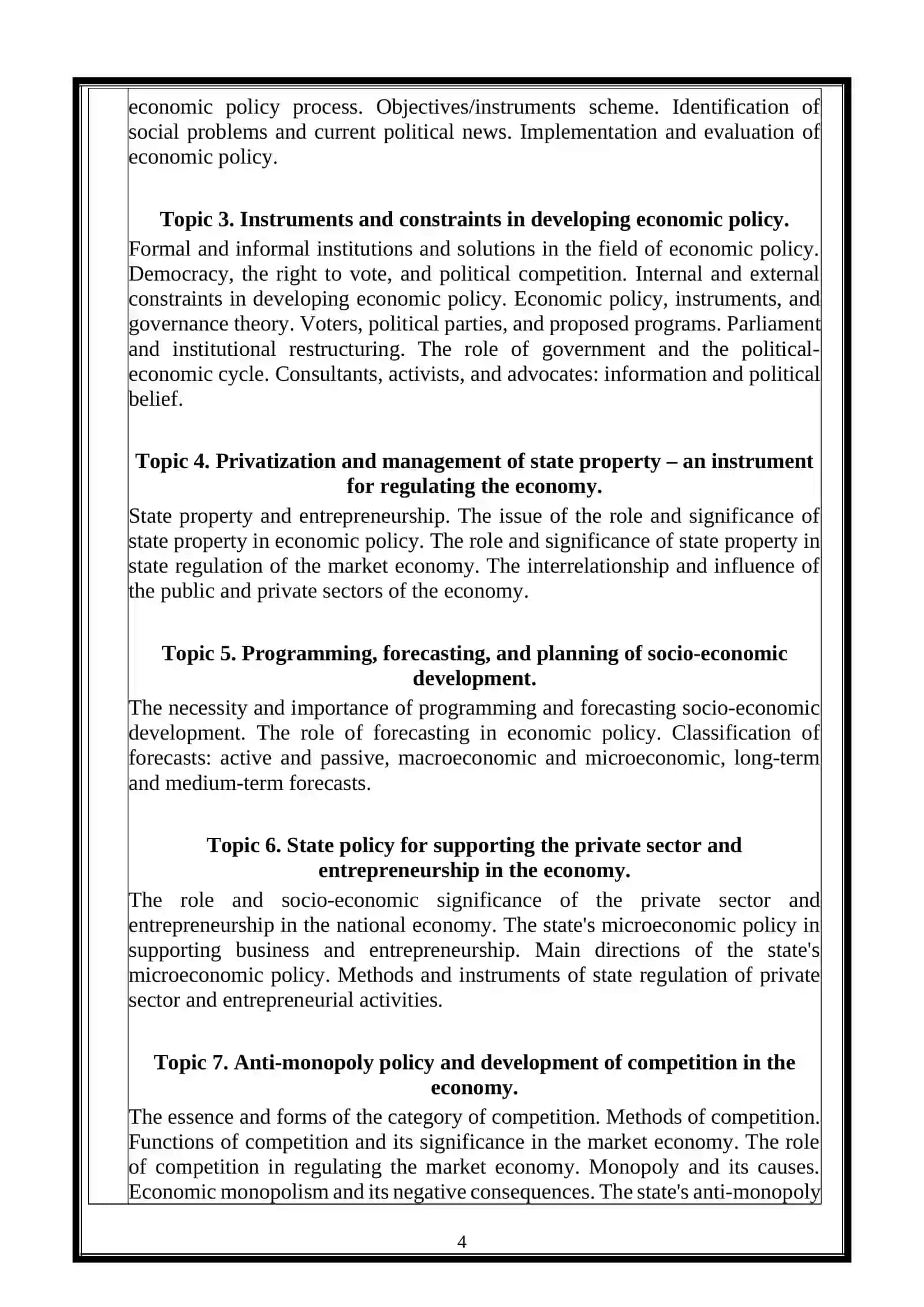 Economic Policy 4