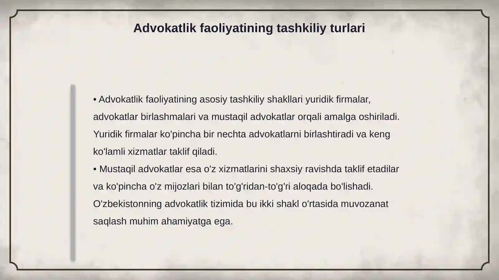 Advokatlik faoliyatining tashkiliy shakllari 4