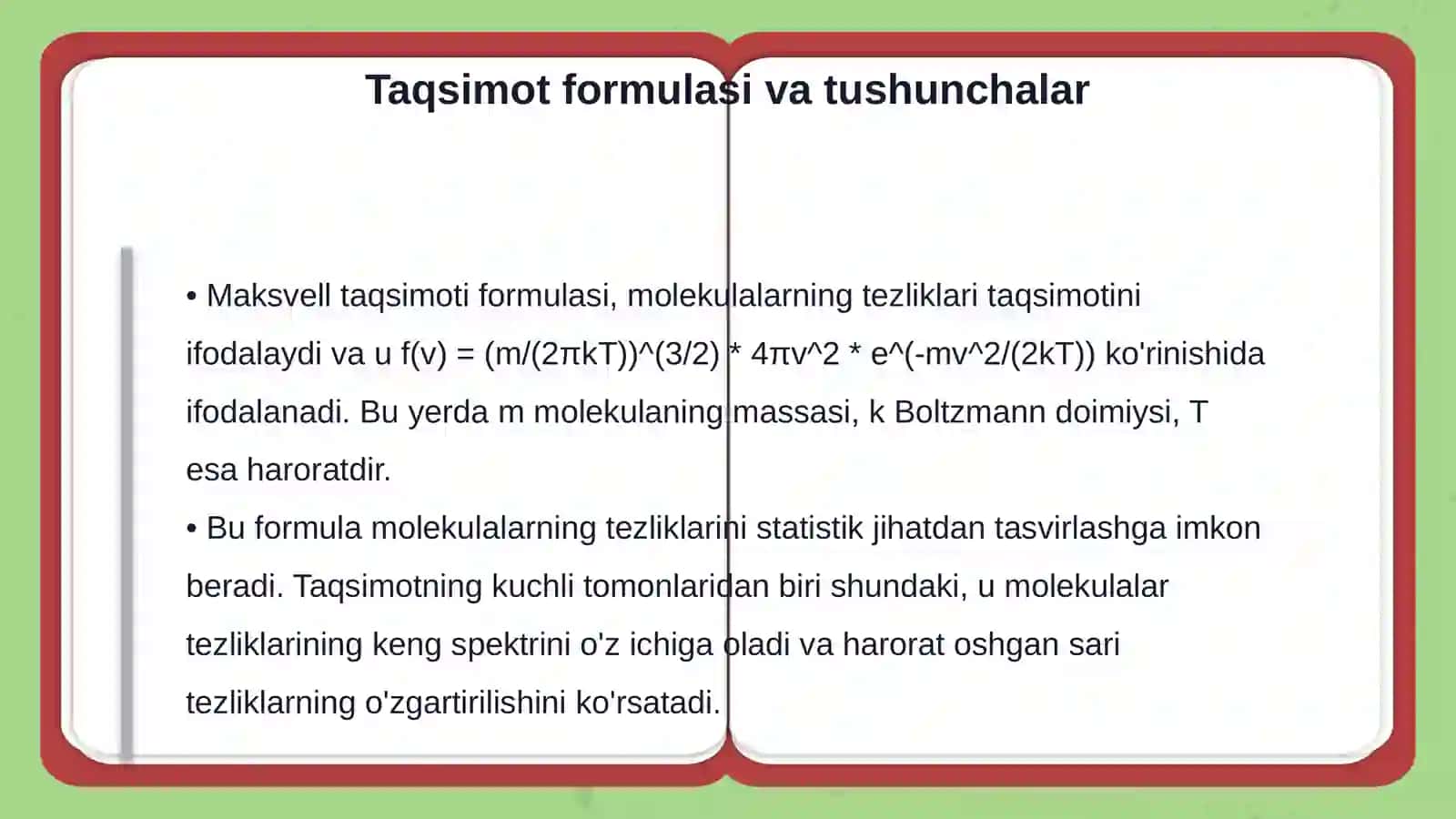 Molekulalarning tezliklar bõyicha Maksvell taqsimoti 4