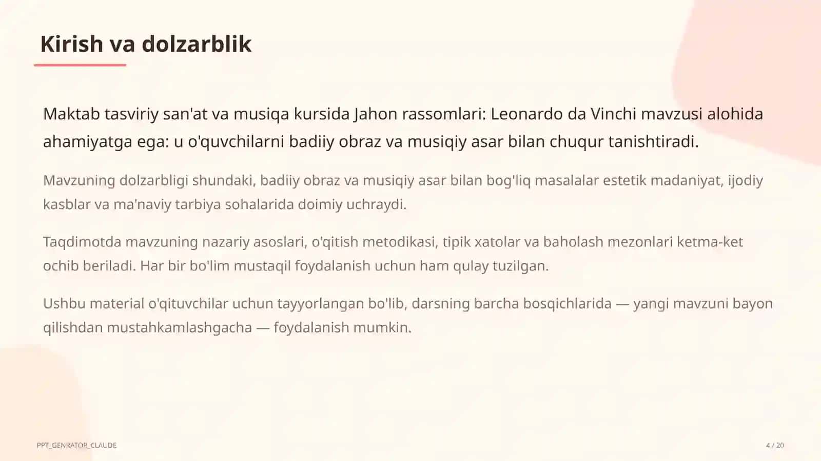 Jahon rassomlari: Leonardo da Vinchi (7-sinf) 4
