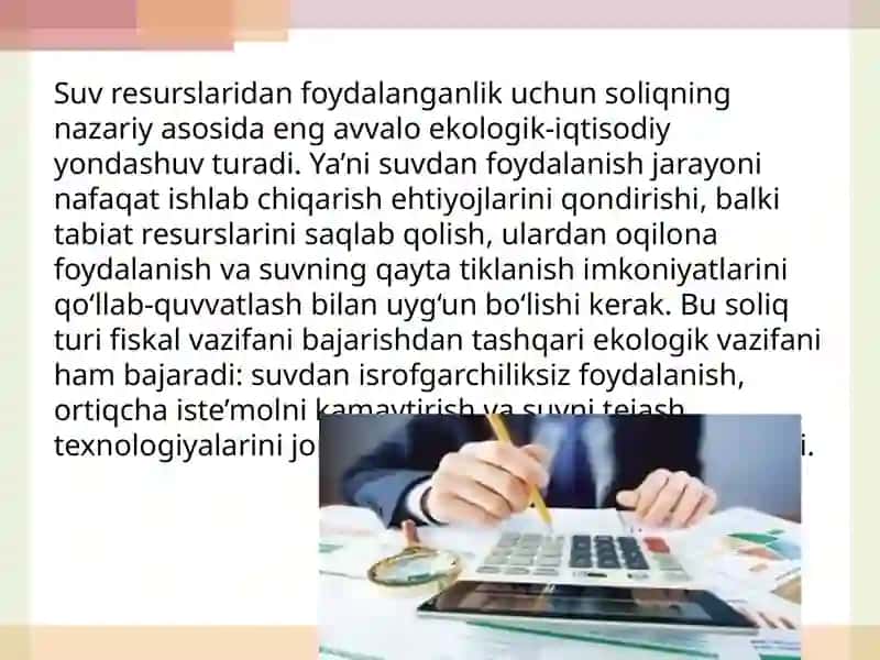 Suv resurslaridan foydalanganlik uchun soliq stavkalari 4