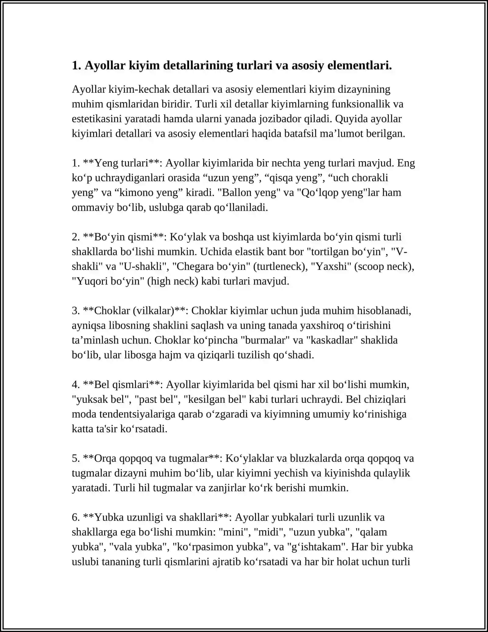 AELLAR KIYIMLARINING BUYIN UYINDIQLARIGA ISHLOV BERISH NAMUNALARINI TAYORLASH 4