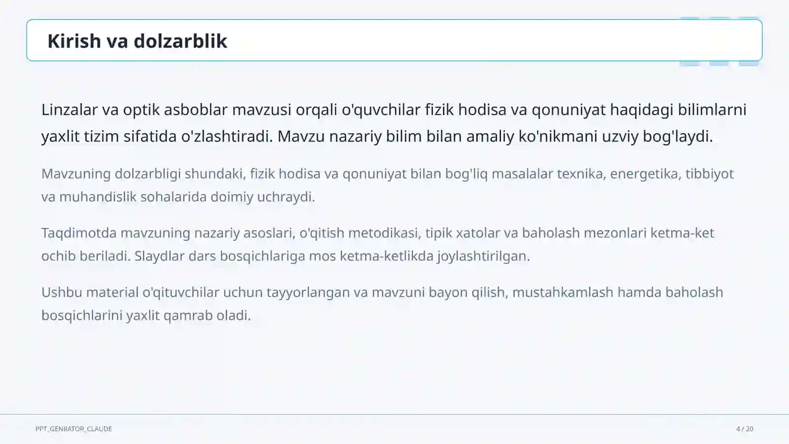 Linzalar va optik asboblar (11-sinf) 4