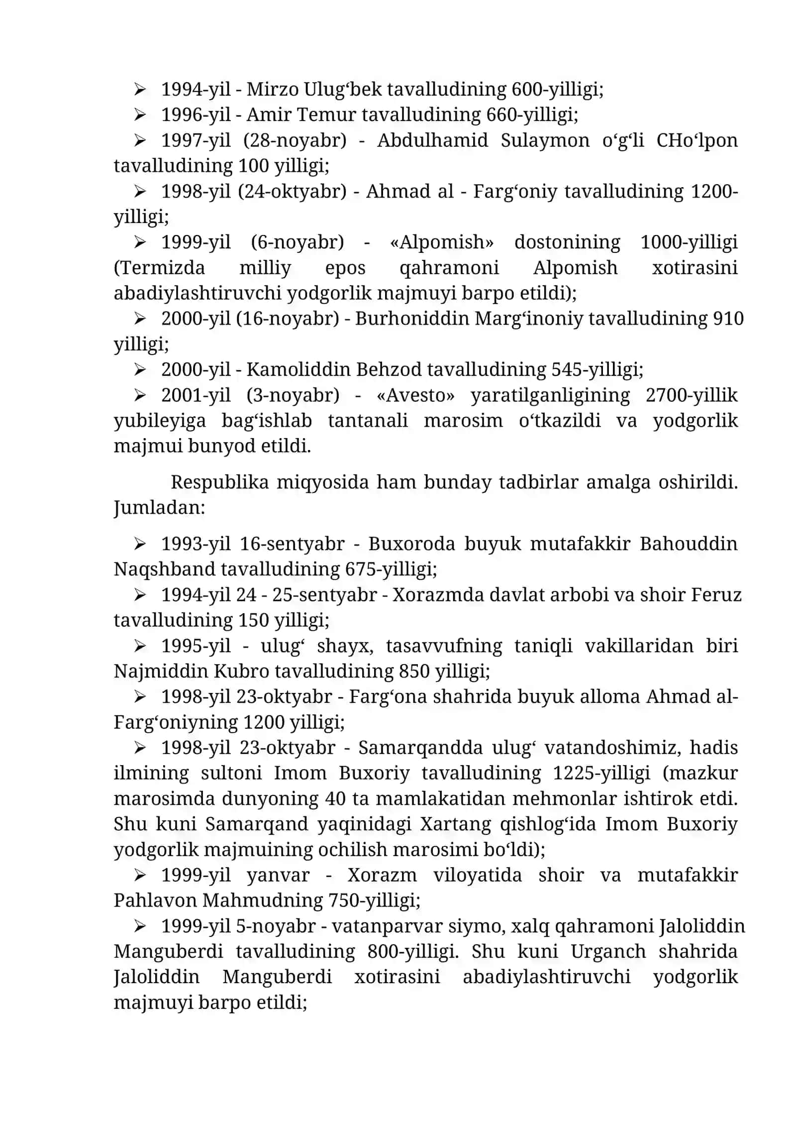 Mustaqillik yillarida O‘zbekistondagi ma’naviy va madaniy taraqqiyot 4