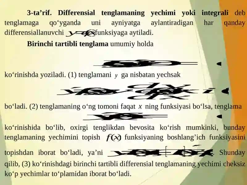 BIRINCHI TARTIBLI VA IKKINCHI TARTIBLI DIFFERENSIAL TENGLAMALAR 4