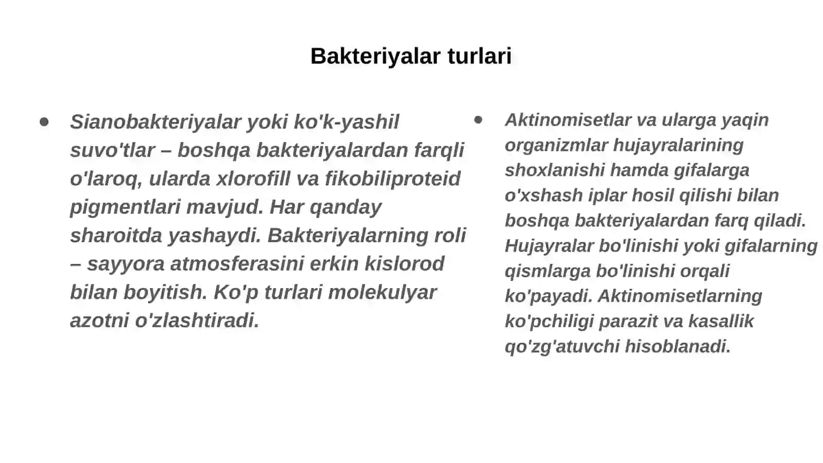 Biologiya - Prokariotlar va bakteriyalar xilma-xilligi 4