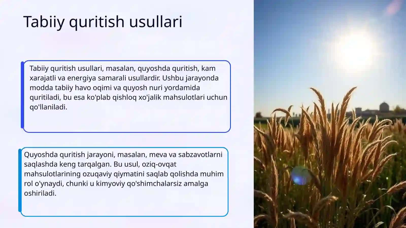 Moddalarni quritish usullari Kimyo 4