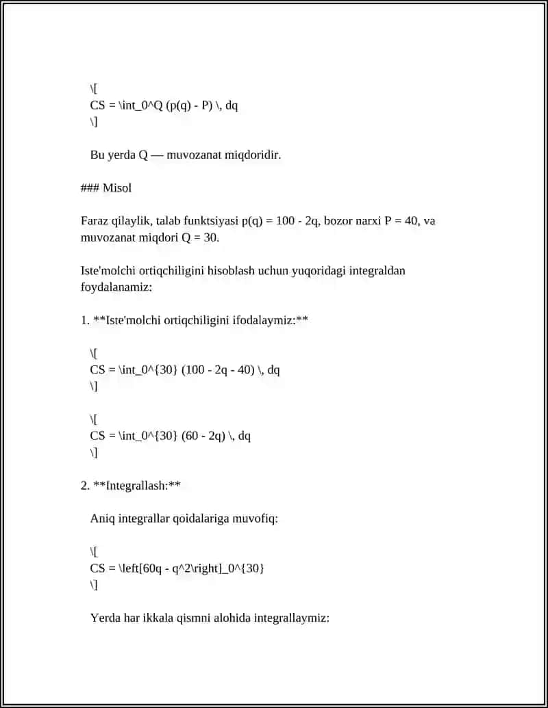 ANIQ INTEGRAL TUSHUNCHASINING IQTISODIYOTGA QO’LLANILISHI 4