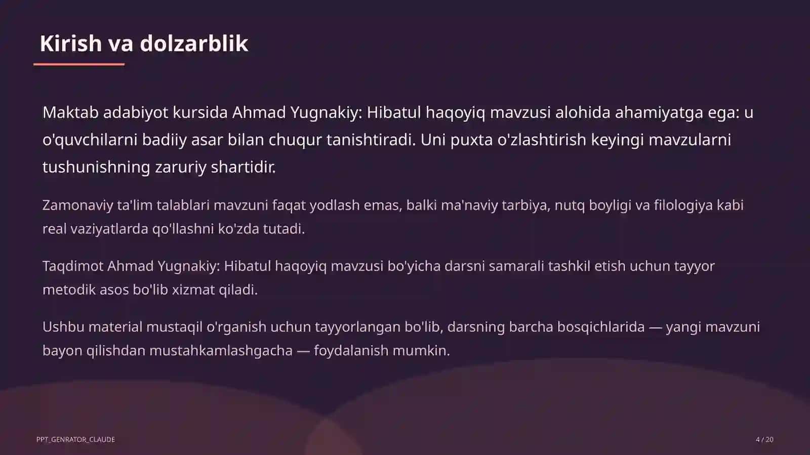 Ahmad Yugnakiy: Hibatul haqoyiq (7-sinf) 4