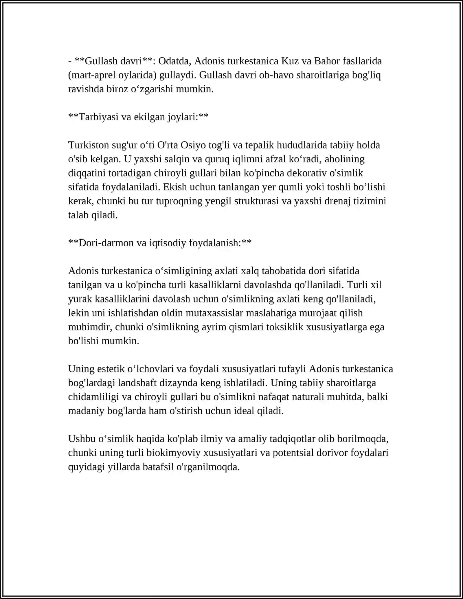 TURKISTON SUG'UR OTI (ADONIS TURKESTANICA) 4