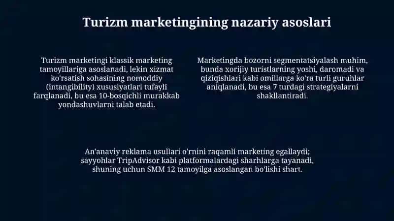 Xorijiy turistlar oqimini oshirishda marketingrejalashtirish 4