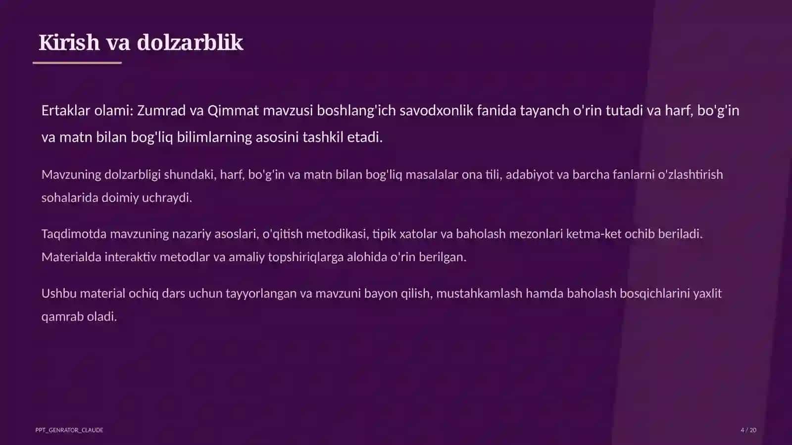 Ertaklar olami: Zumrad va Qimmat (1-sinf) 4