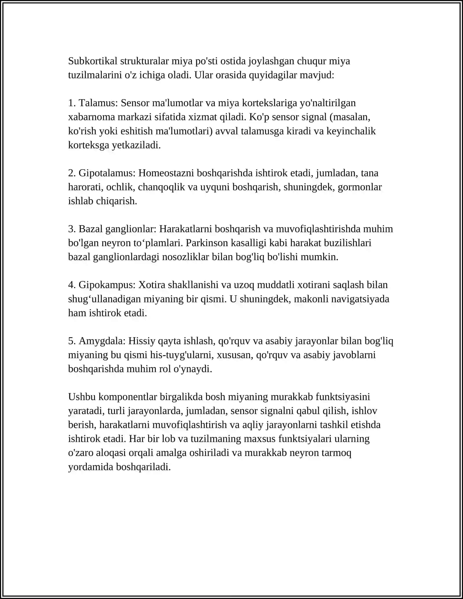 INSON BOSH MIYA ANATOMIYASI, FIZIOLOGIYA VA PATALOGIYASI 4