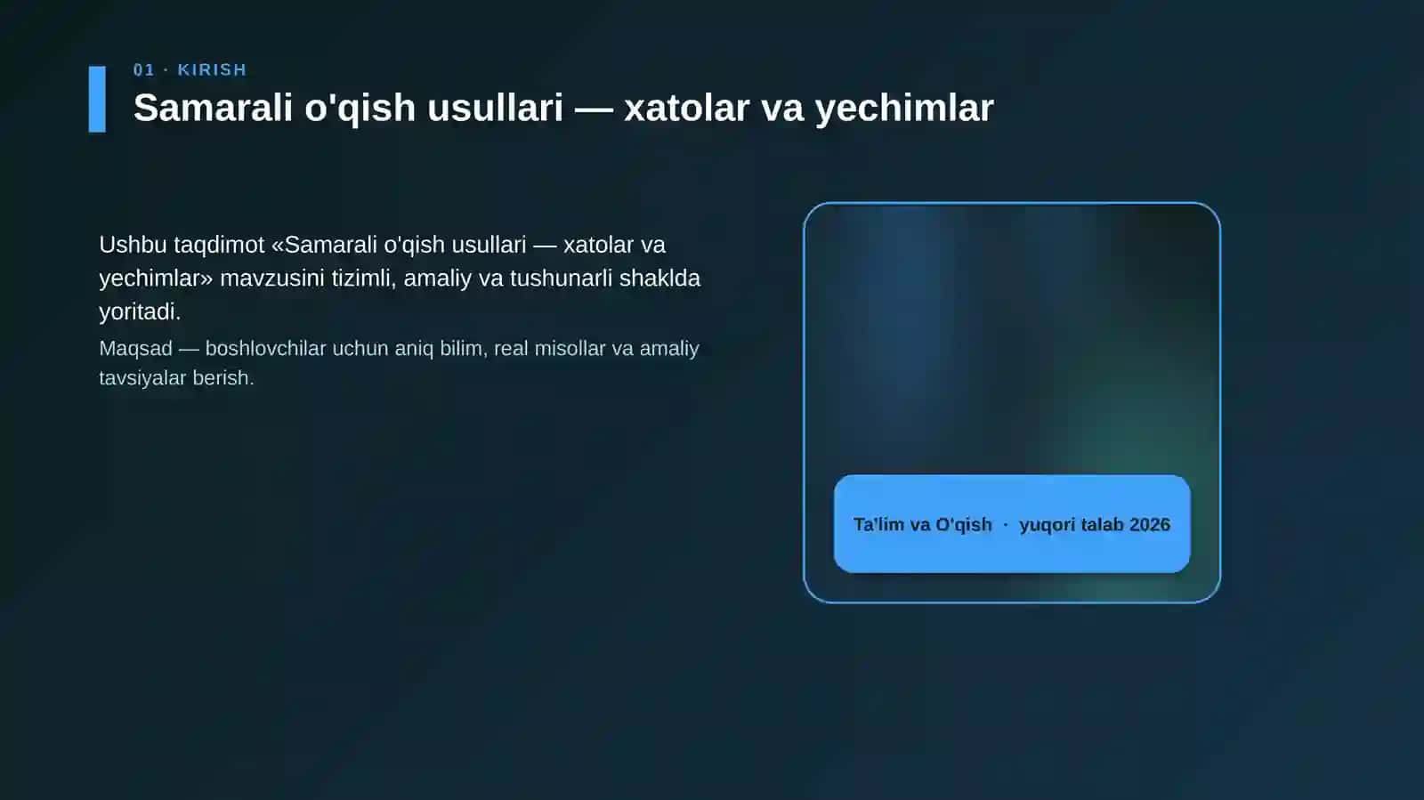 Samarali o'qish usullari — xatolar va yechimlar 4