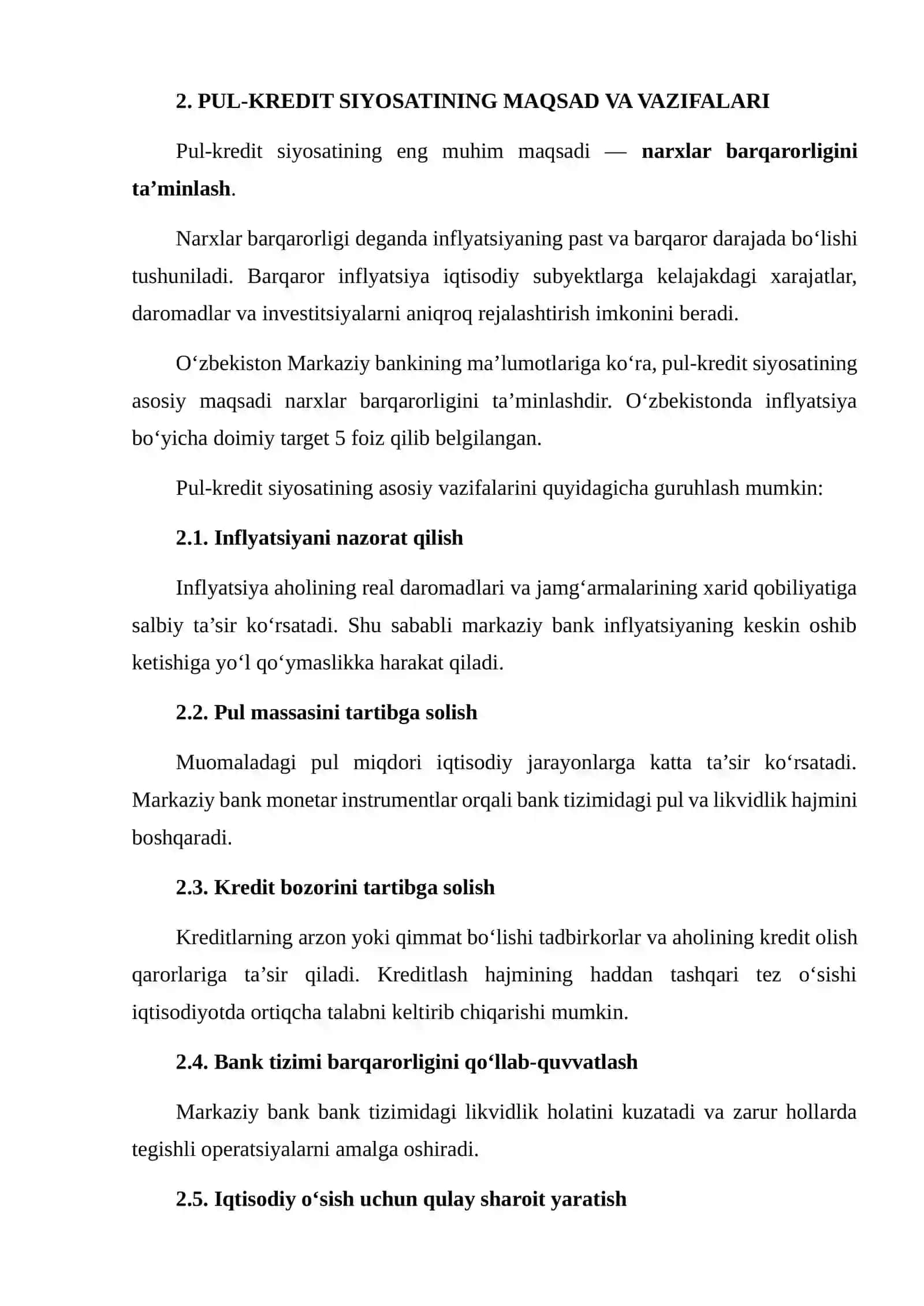 Pul-kredit siyosati va uning tahlili 4