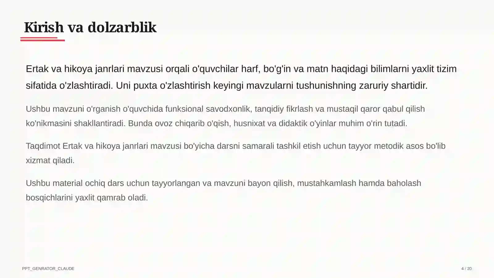 Ertak va hikoya janrlari (4-sinf) 4