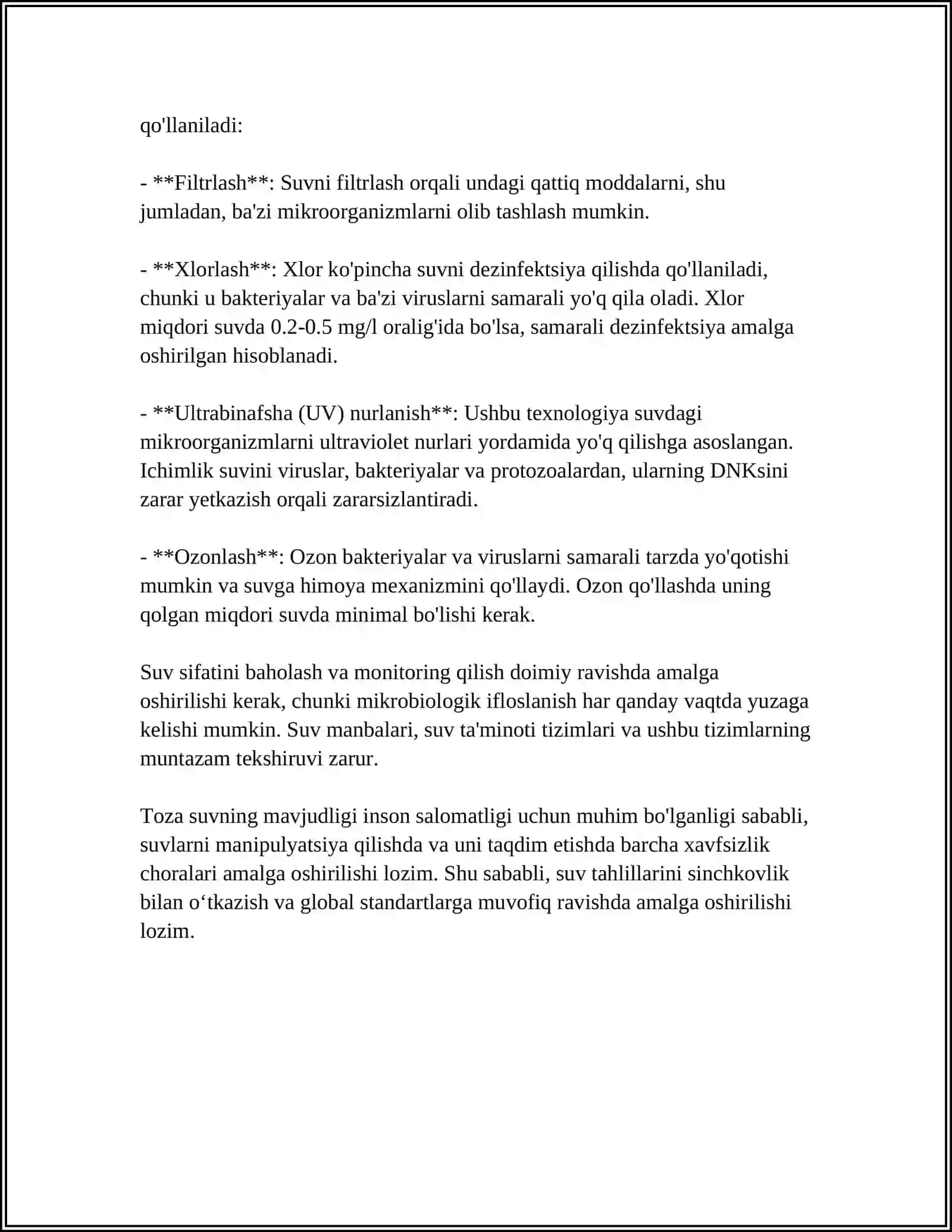 ICHIMLIK SUVIGA BÕLGAN GIGIYENIK TALABLAR 4