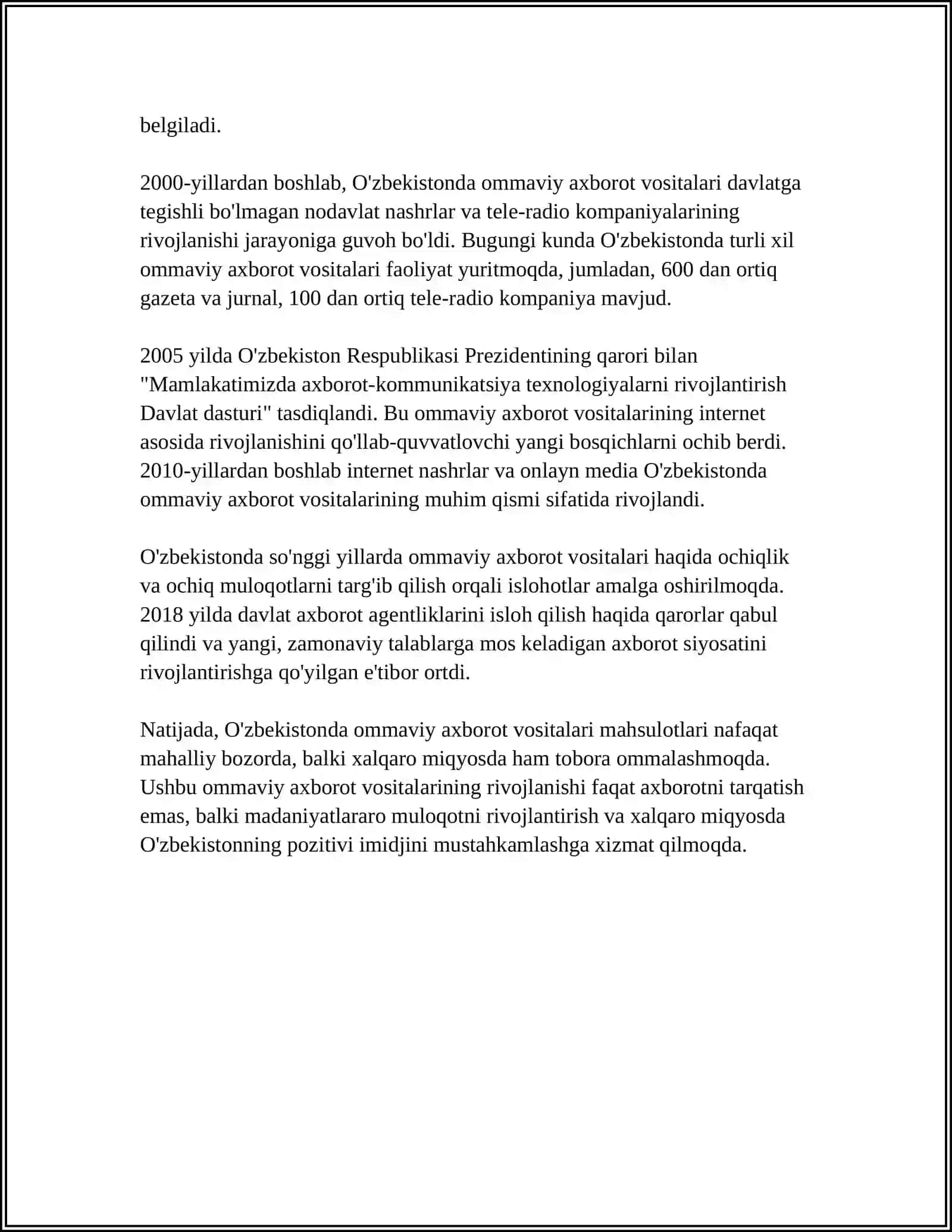 O‘zbekistonda ommaviy axborot vositalarining rivojlanish tarixi 4