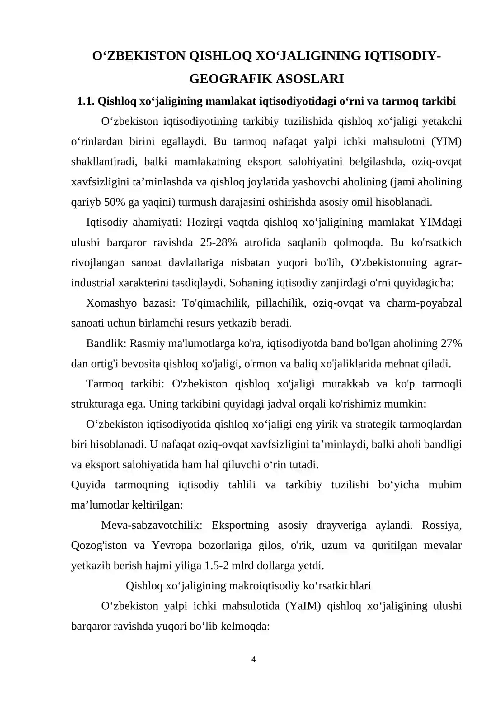 O’ZBEKISTON QISHLOQ XO’JALIGIGA  UMUMIY GEOGRAFIK TAVSIF 4