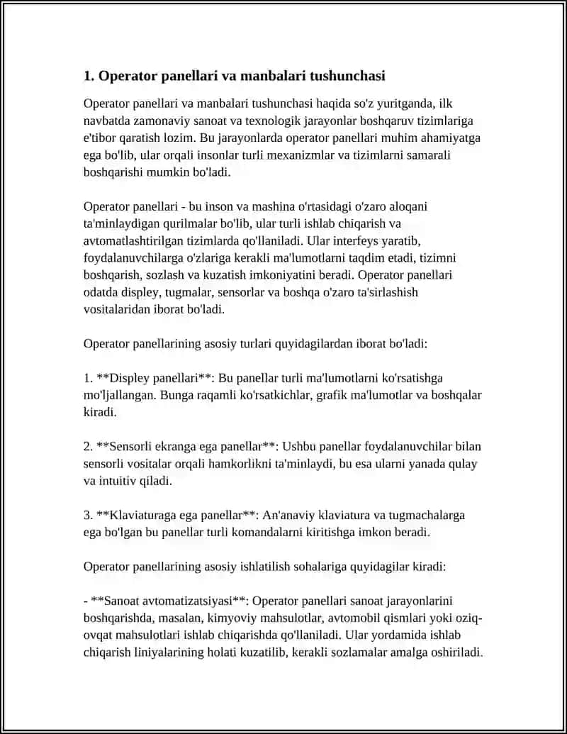 OPERATOR PANELLARI VA MANBALARI, UZLUKSIZ QUVVAT MANBAI 4