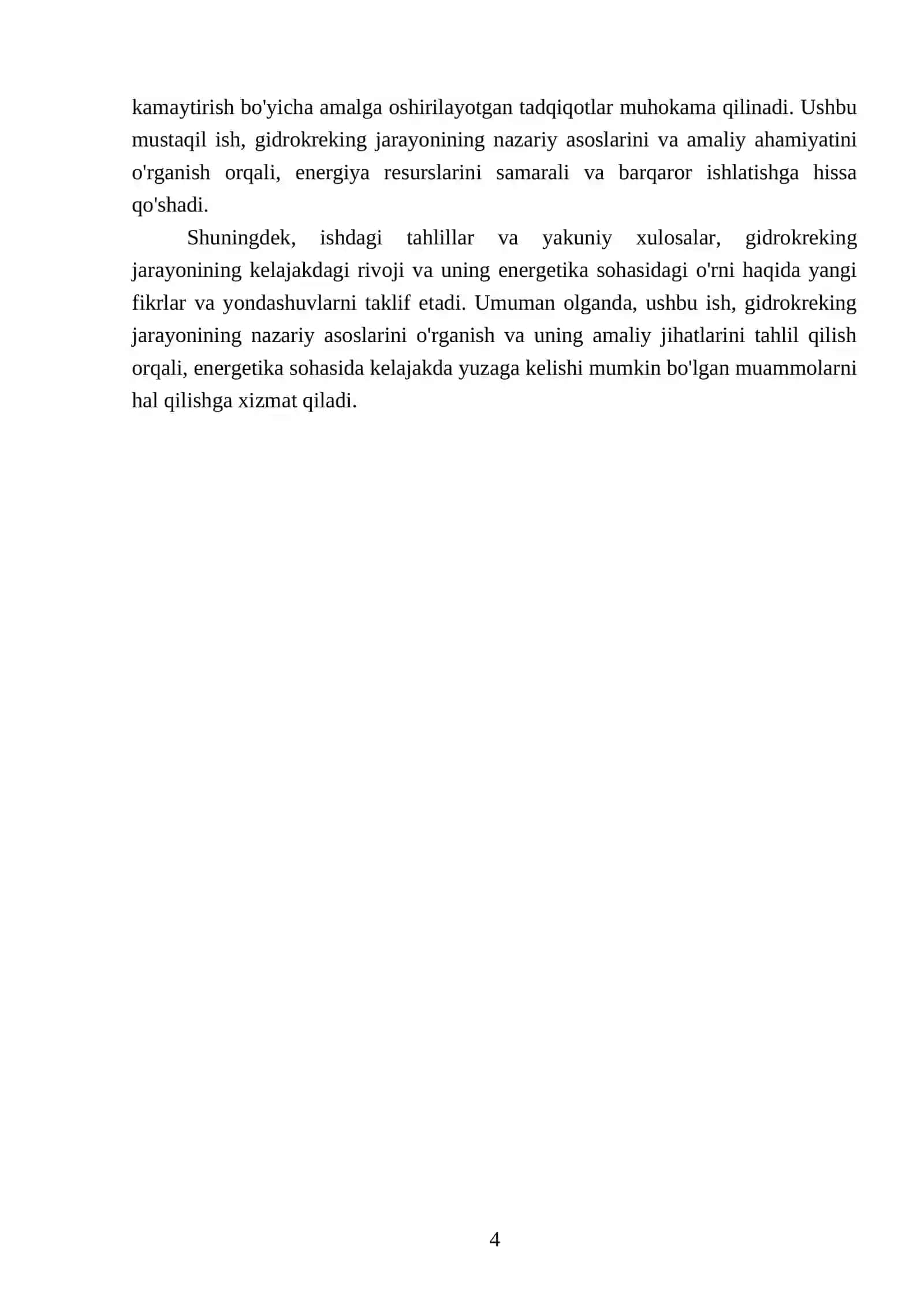 Gidrokreking jarayonini nazariy asoslari 4