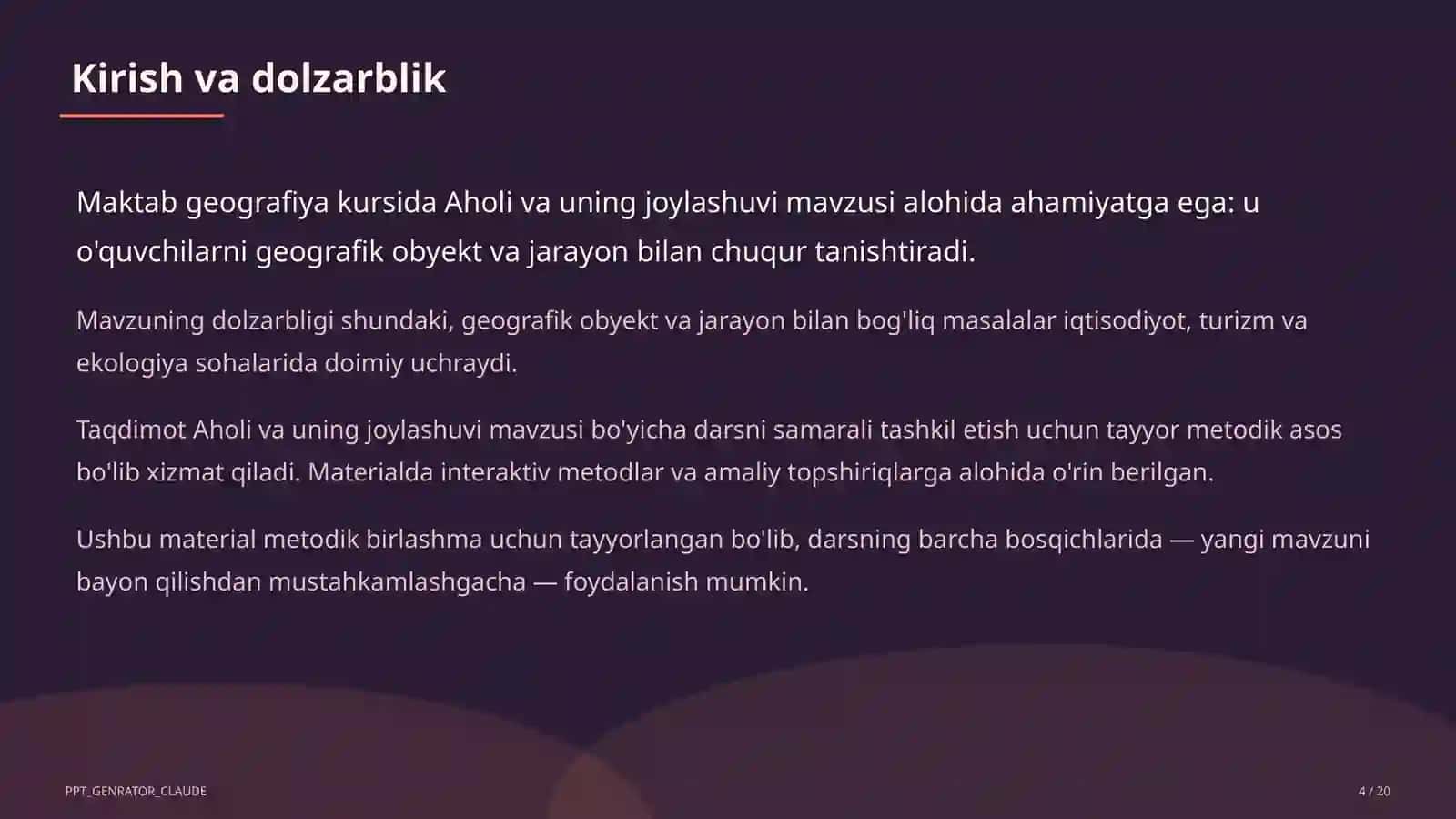 Aholi va uning joylashuvi (6-sinf) 4