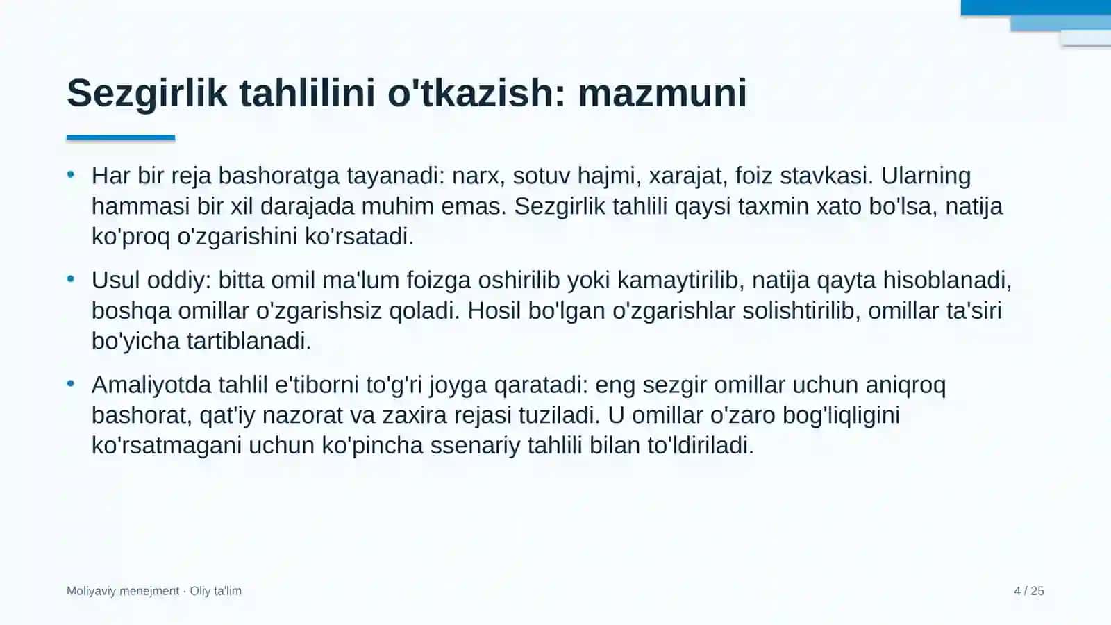 gaz ta'minoti korxonalarida sezgirlik tahlilini o'tkazish 2128 4