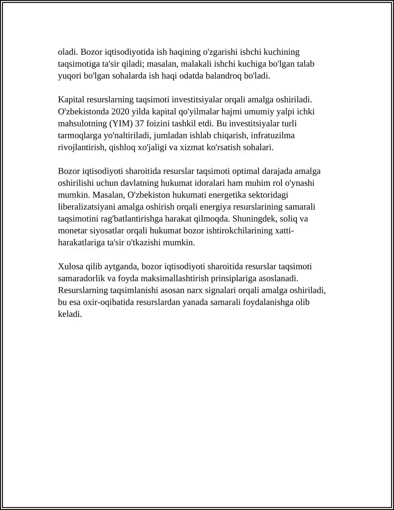 BOZOR IQTISODIYOTIDA SAMARADORLIK MUAMOLARI 4