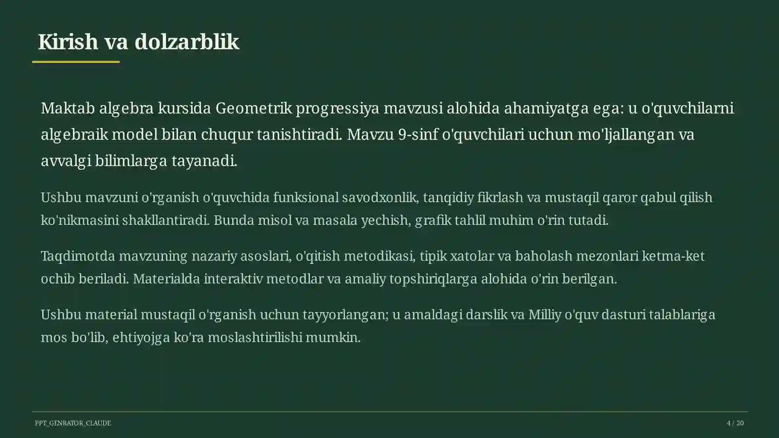 Geometrik progressiya (9-sinf) 4