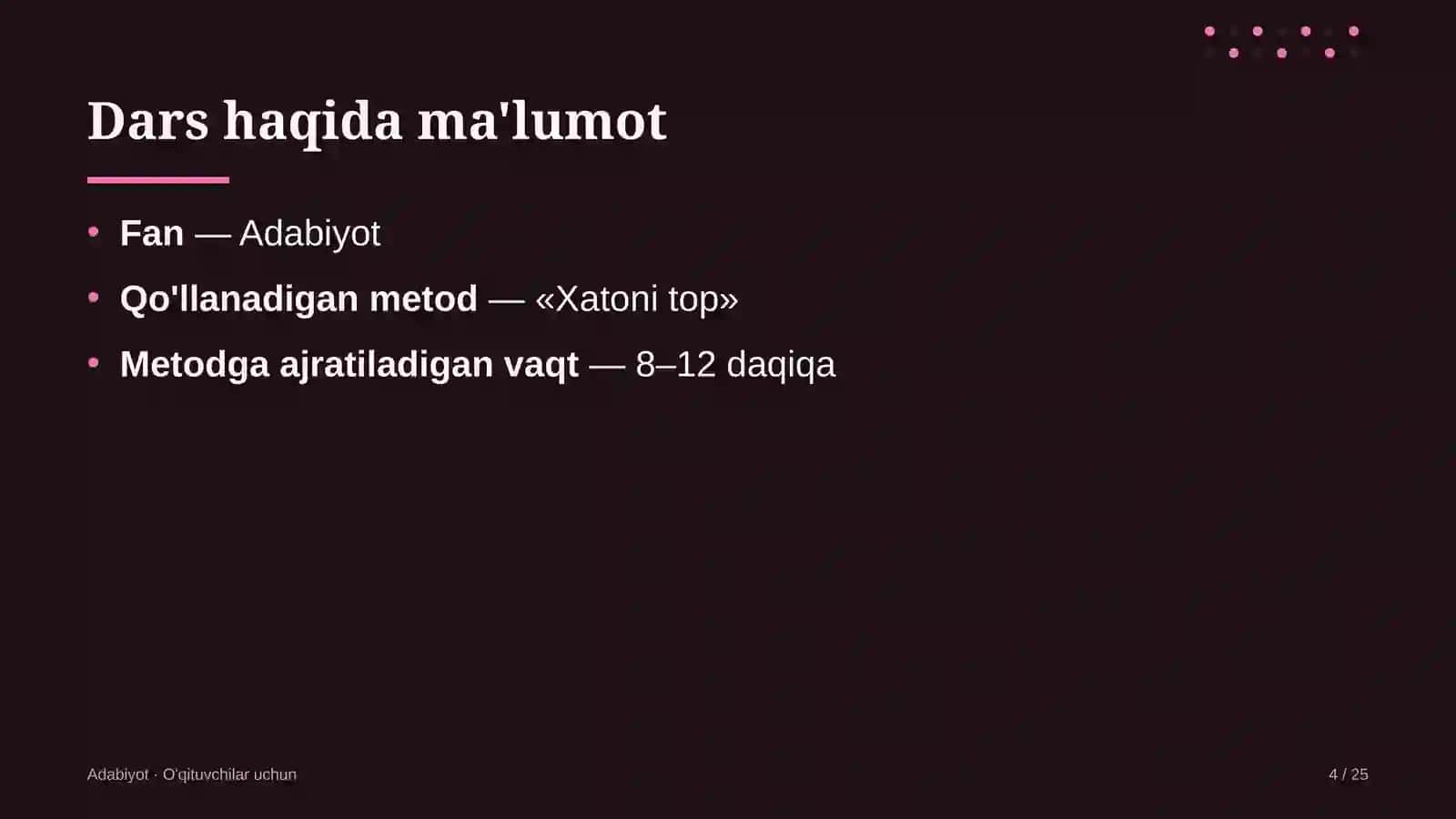 adabiyot darslarida xatoni top metodidan foydalanish 2272 4