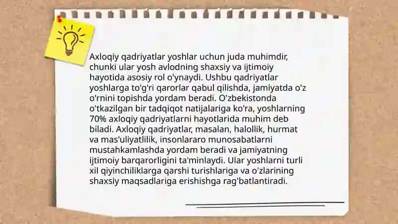 Axloqiy madaniyat va axloqiy qadriyatlarning yoshlar turmush tarzida namoyon bo'lishi 4