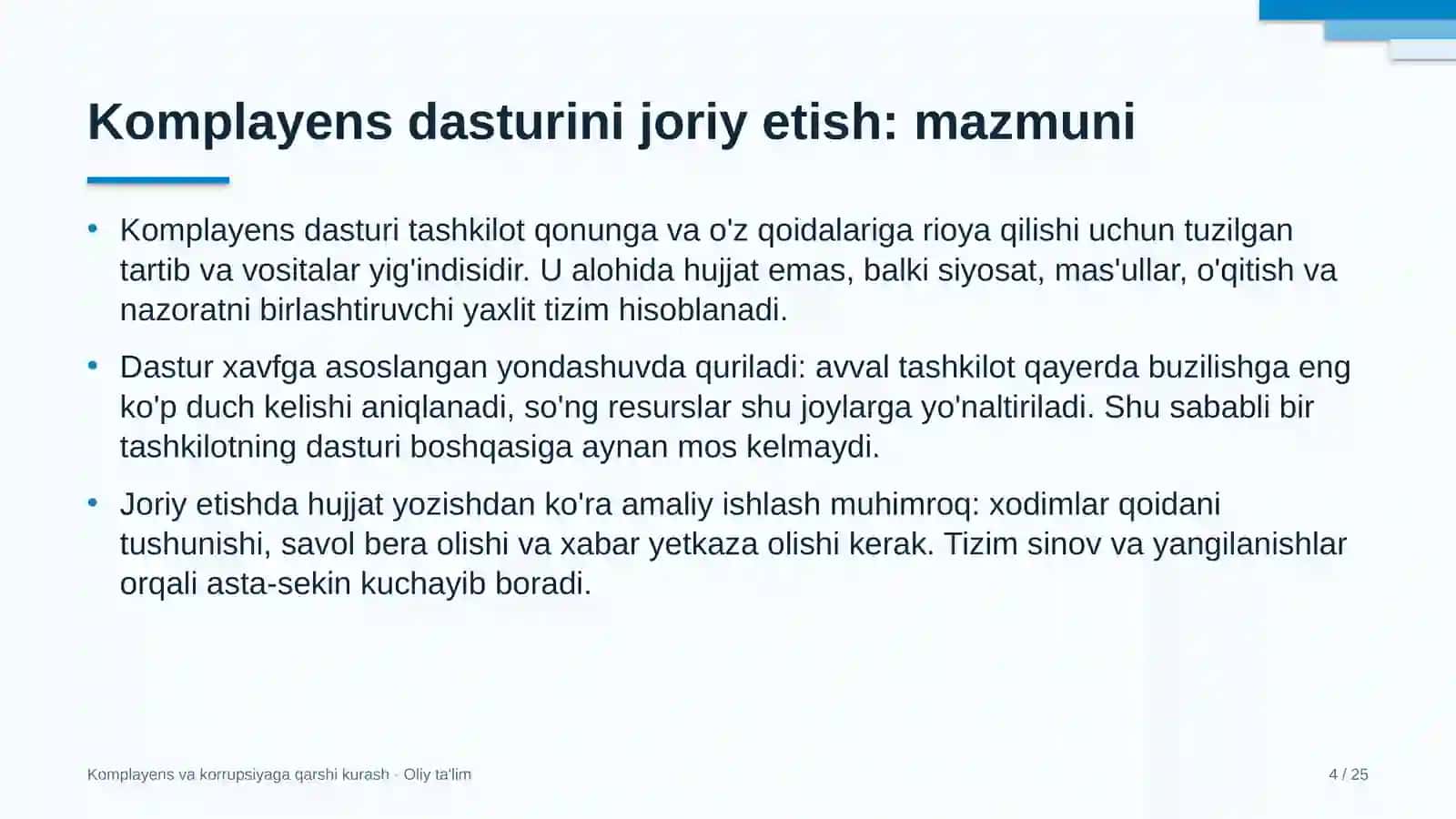 Kompyuter klublarida komplayens dasturini joriy etish 4