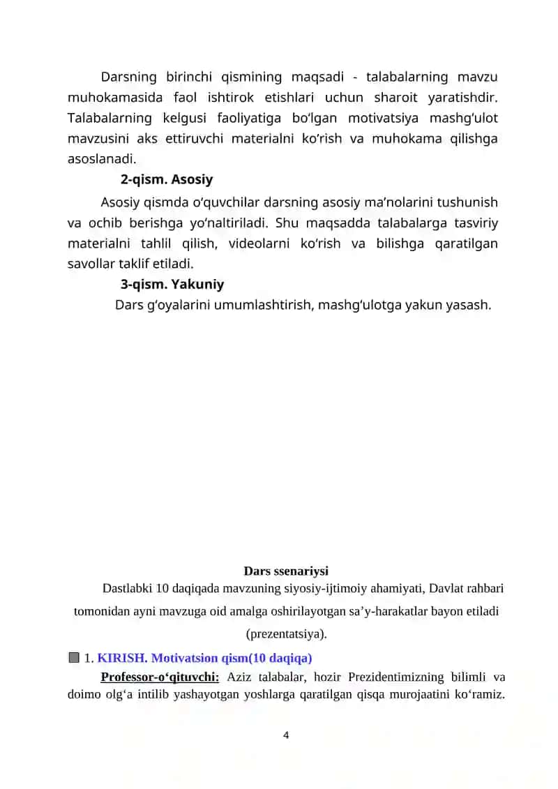 "Kelajak soati" darsining Oliy ta’lim muassasasi talabalari uchun mashg‘ulot ssenariysi 4
