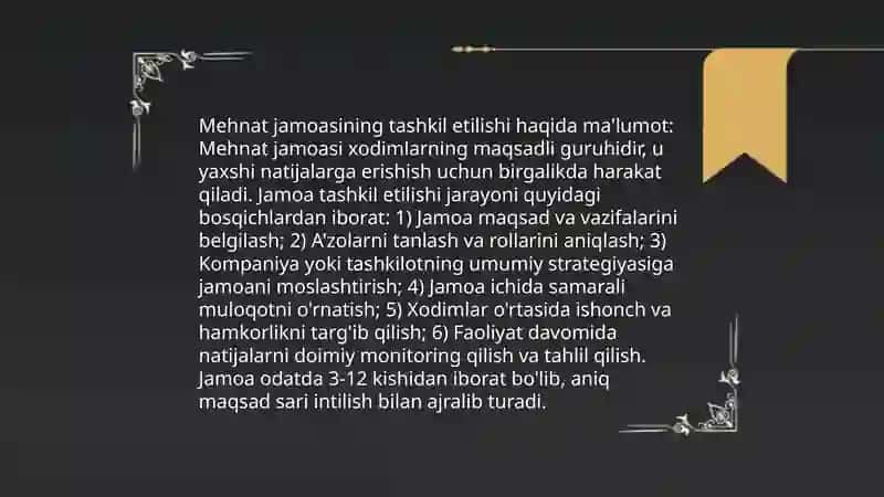Mehnat jamoasi va uning shakllanishi 4