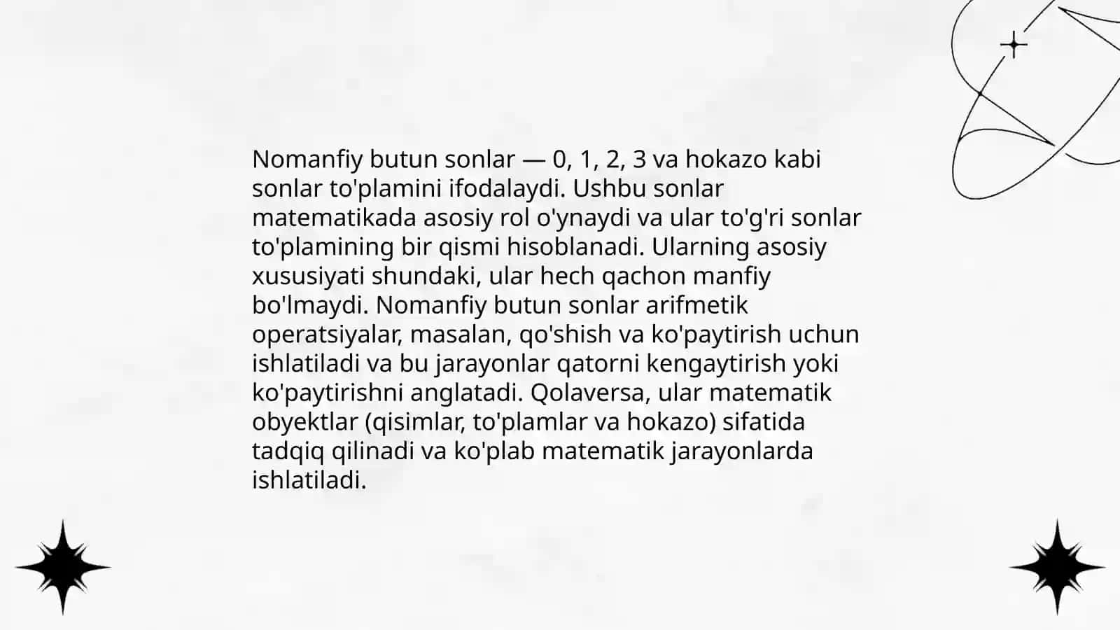Nomanfiy butun sonlar to'plamini aksiomatik asosda qurish 4