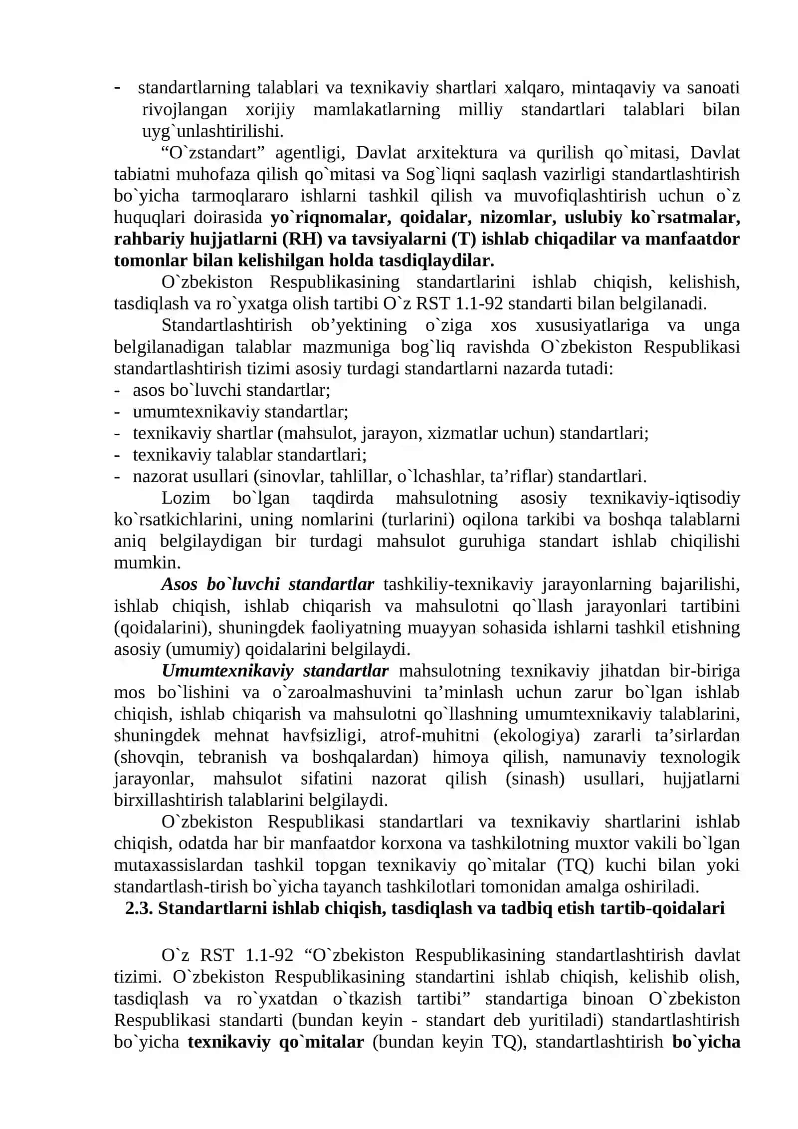 Standartlashtirish bo`yicha ishlarni tashkil qilish 4