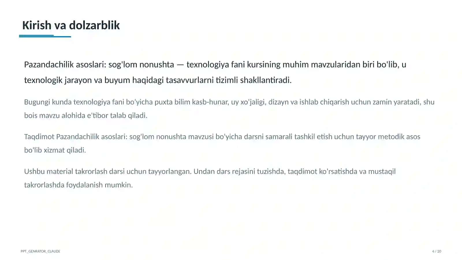 Pazandachilik asoslari: sog'lom nonushta (5-sinf) 4