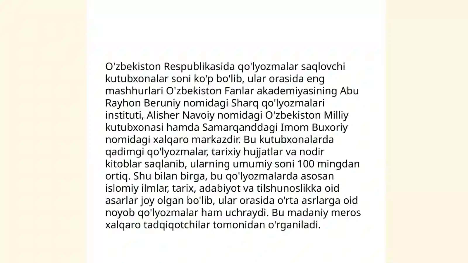 Sharq qõlyozma kitoblarini tõplash va saqlashda Turkistondagi mahalliy muassasalar va olimlarning roli 4
