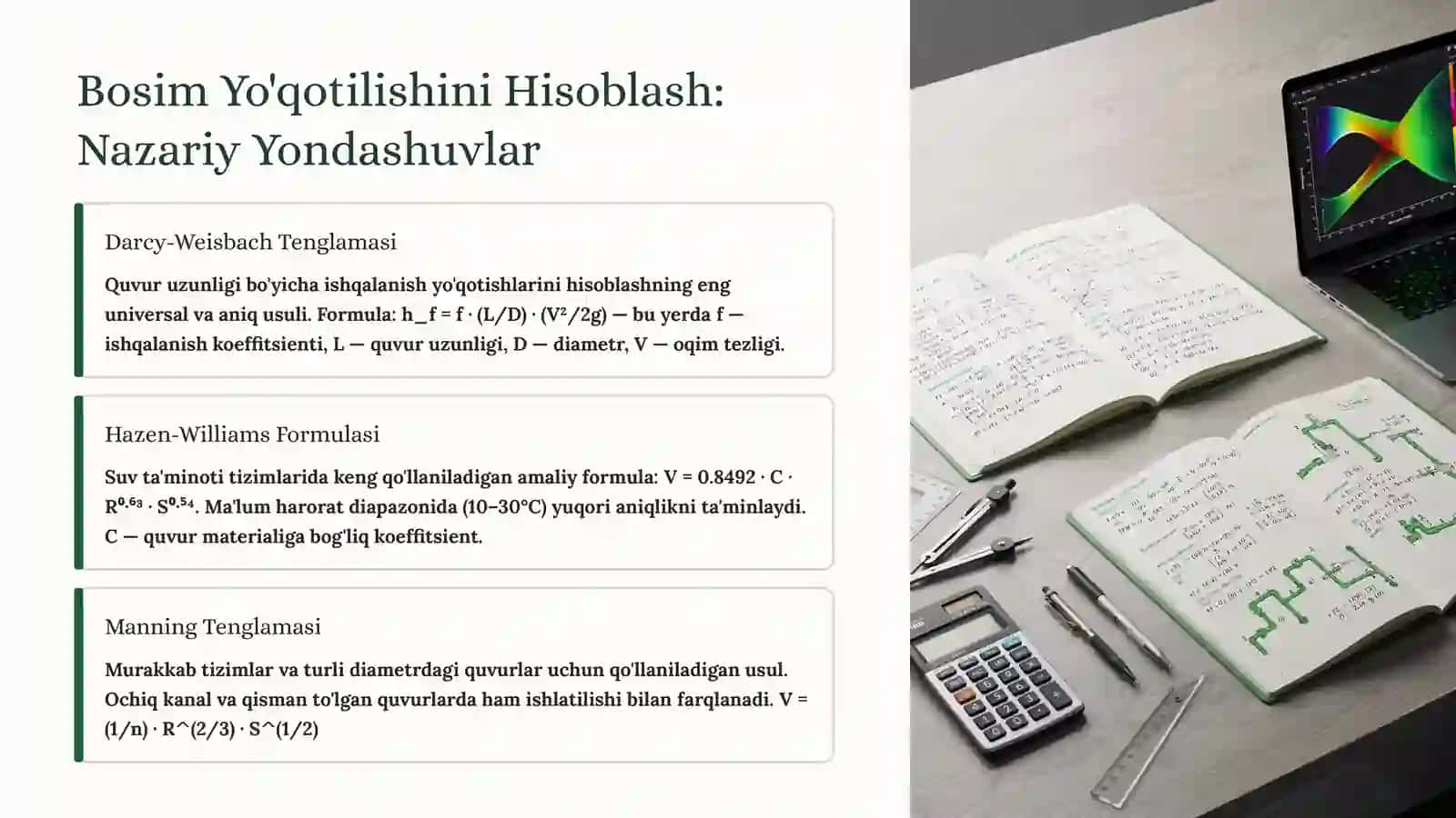Qishloq va Yaylovlar Suv Ta'minoti: Bosim Yo'qotilishini Aniqlash Usullari 4