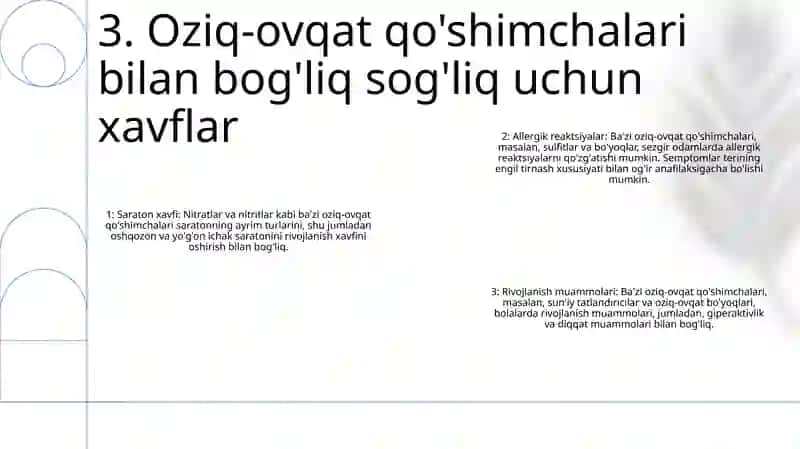 Oziq-Ovqat Maxsulotlar Tarkibiga Kiruvchi Farmakologik Faollikka Ega BoʻLgan Moddalarning Xafi 4