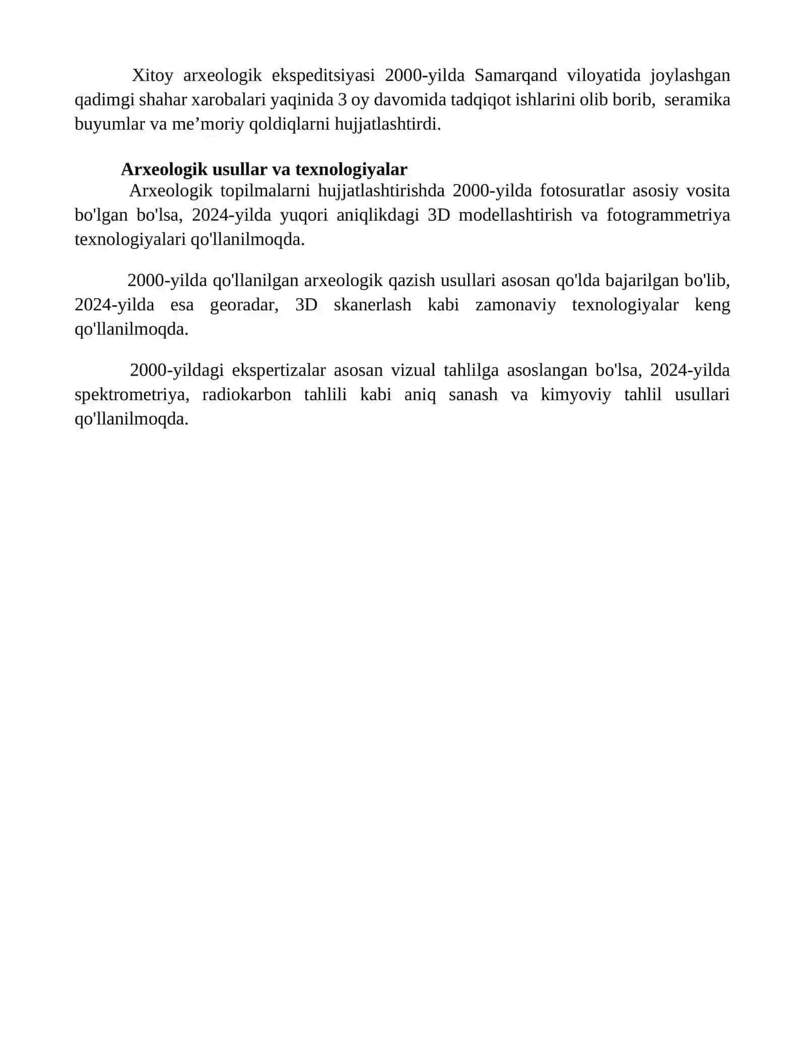 Xitoy arxiologlari O'zbekistonda 2000- yil va 2024 yillarda 4