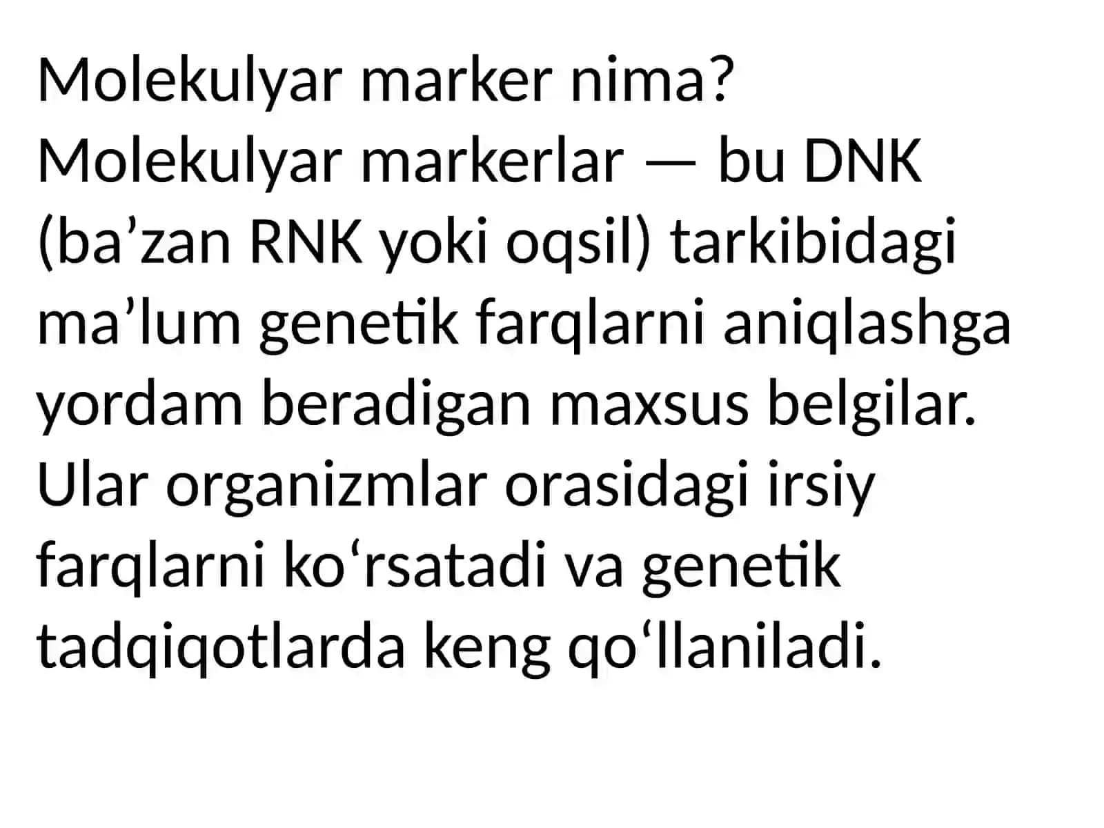 Malekulyar markerlar va ularning amaliyotda qoʻllanilishi 4