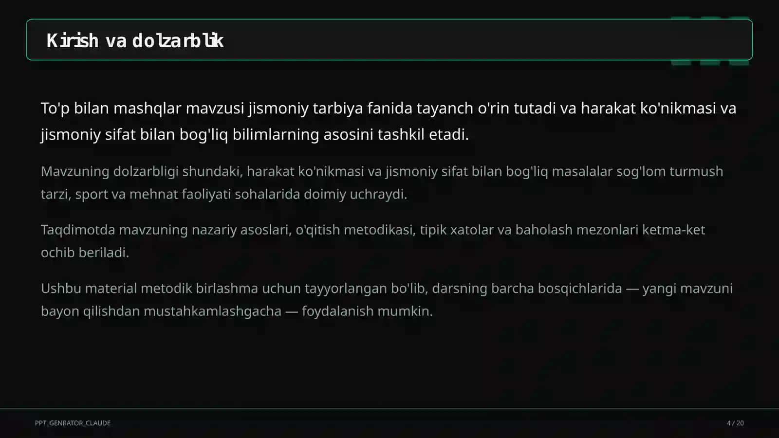 To'p bilan mashqlar (2-sinf) 4