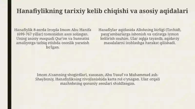 Hanafiy va Hanbaliy Mazhablari: Solishtirma Tahlil 4
