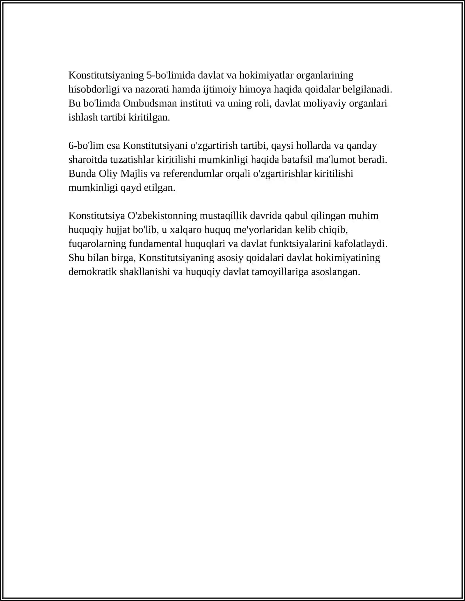 O'ZBEKISTON RESPUBLIKASI KONSTITUTSIYAVIY HUQUQINING OBYEKTI VA SUBYEKTLARI 4