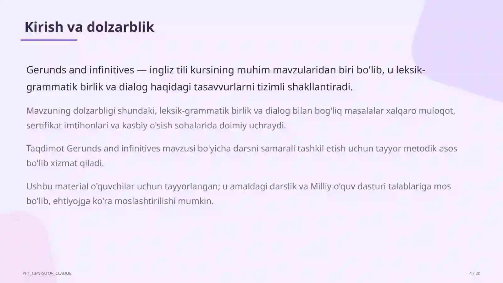Gerunds and infinitives (11-sinf) 4